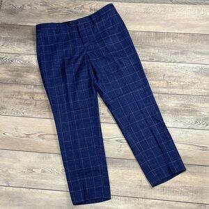 J. Benzal Blue Checkered Dress Pants Silk Wool EUC 38x29